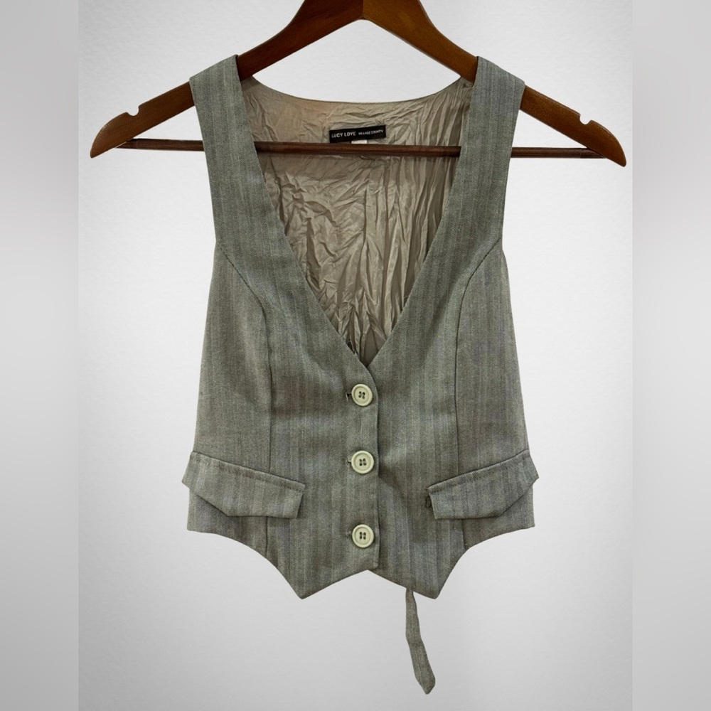 LUCY LOVE • Gray Striped Vest with Buttons